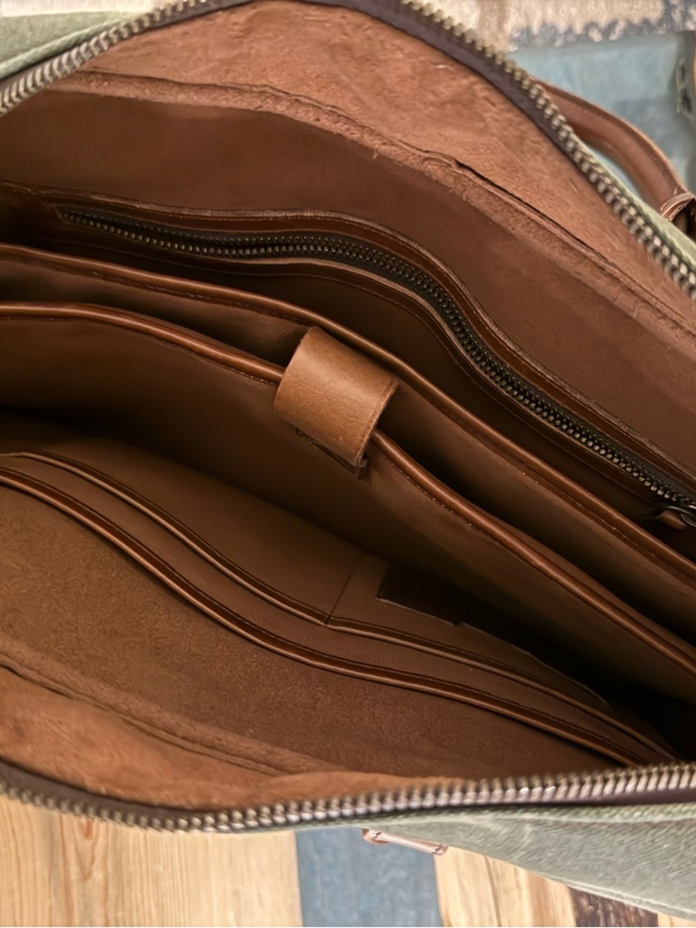 Satchel & Page Aviator Brief in Dark Green with Brown Trim - Picture 6 of 6